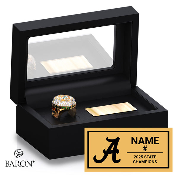 Adrian High School Football 2025 Championship Black Standard Window Ring Box