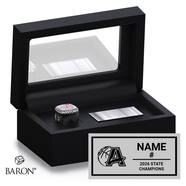 Arcadia High School Boys Basketball 2026 Championship Black Standard Window Ring Box