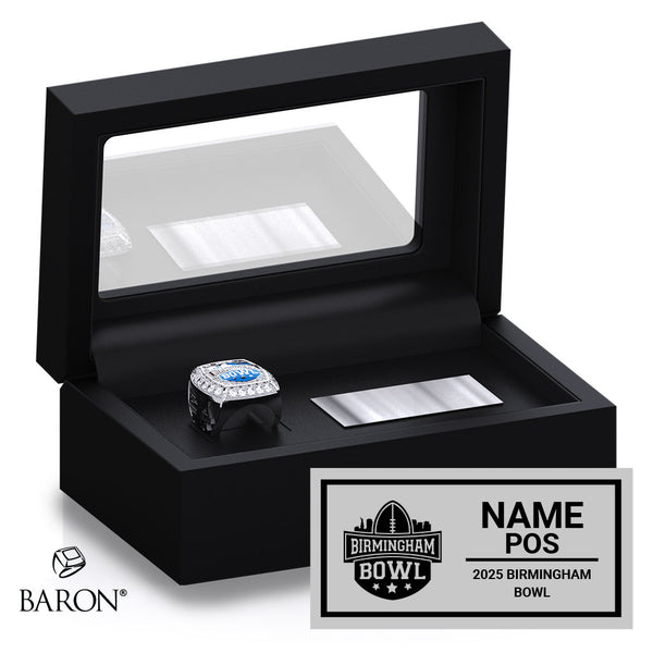 Birmingham Bowl Officials 2025 Championship Black Standard Window Ring Box