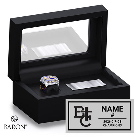 Bakersfield Christian Baseball 2026 Championship Black Standard Window Ring Box
