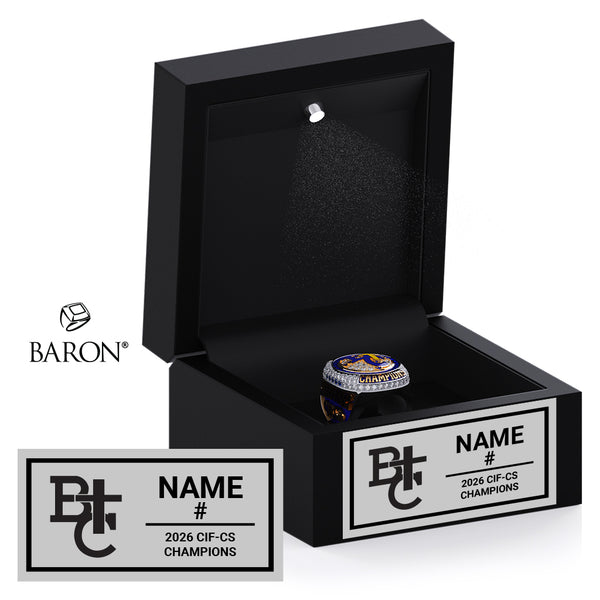 Bakersfield Christian Baseball 2026 Championship Black LED Ring Box