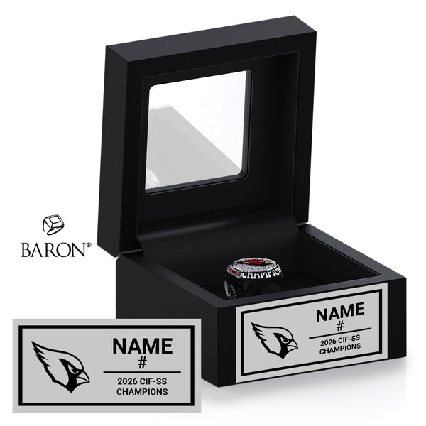 Bishop Diego High School Boys Volleyball 2026 Championship Black Window Ring Box