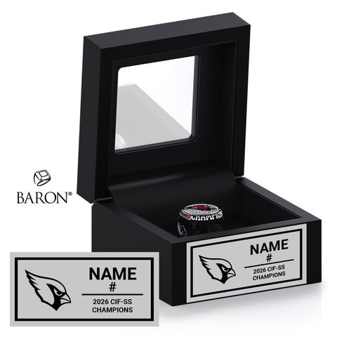 Bishop Diego High School Boys Volleyball 2026 Championship Black Window Ring Box