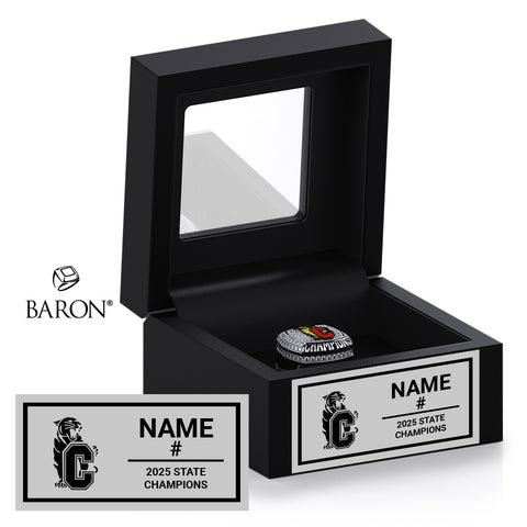 Campbell High School Boys Soccer 2025 Championship Black Window Ring Box