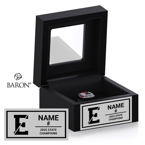 Central Bucks East Girls Soccer 2025 Championship Black Window Ring Box