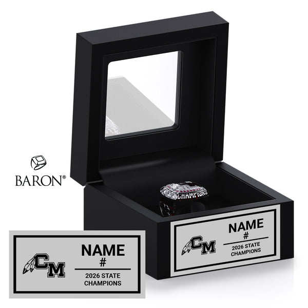 Cheyenne Mountain High School Boys Lacrosse 2026 Championship Black Window Ring Box