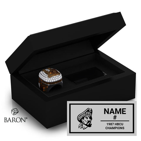 Claflin University AD's Special Group 1987 Championship Black Standard Window Ring Box