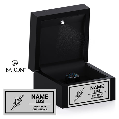 Cleveland High School Boys Wrestling 2026 Championship Black LED Ring Box