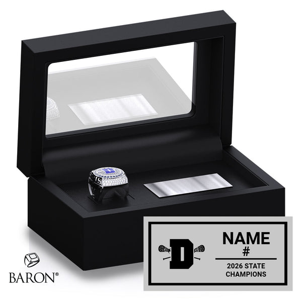 Darien High School Boys Lacrosse 2026 Championship Black Standard Window Ring Box
