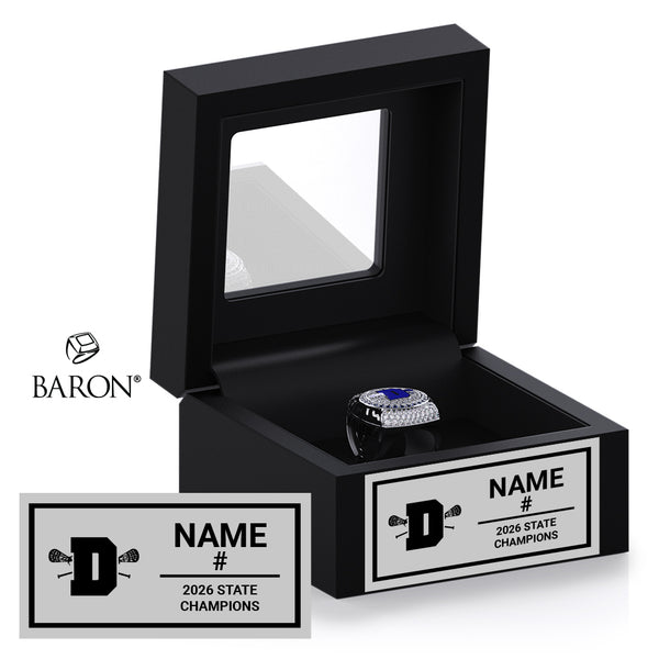 Darien High School Boys Lacrosse 2026 Championship Black Window Ring Box
