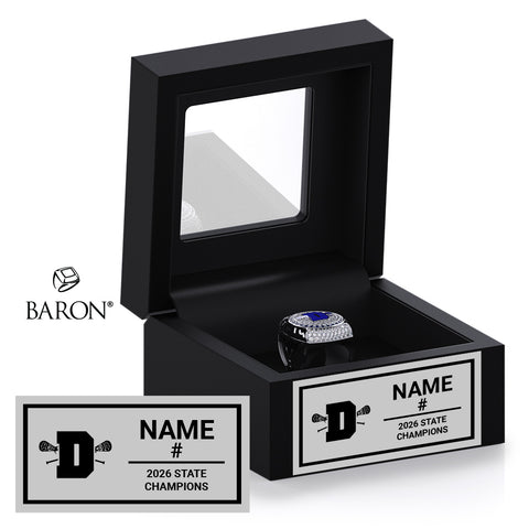 Darien High School Boys Lacrosse 2026 Championship Black Window Ring Box