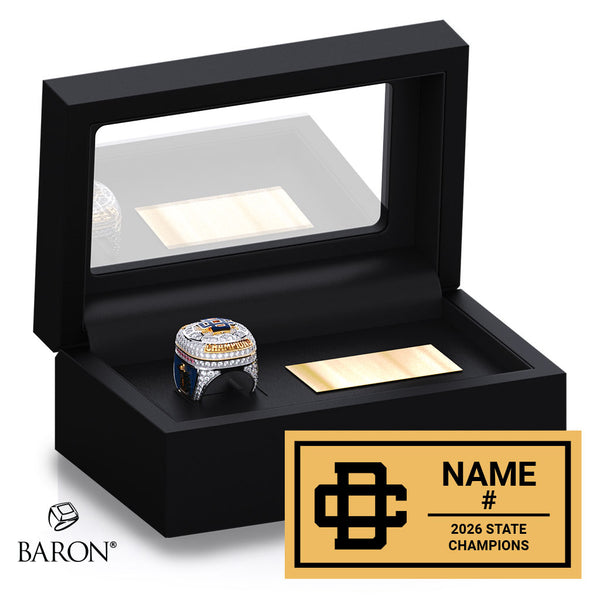 Detroit Country Day School Women's Soccer 2026 Championship Black Standard Window Ring Box