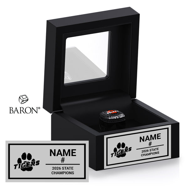 Farmington High School Boys Lacrosse 2026 Championship Black Window Ring Box