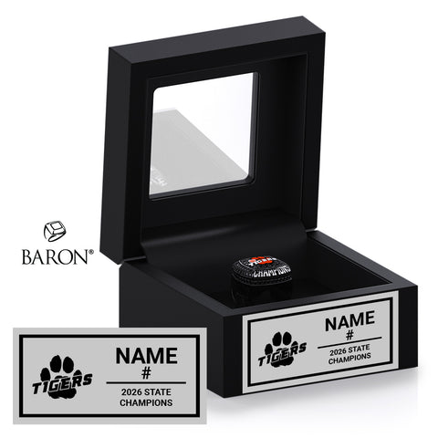Farmington High School Boys Lacrosse 2026 Championship Black Window Ring Box