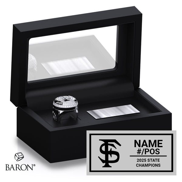Fort Sumner High School Football 2025 Championship Black Standard Window Ring Box