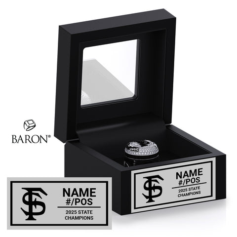 Fort Sumner High School Football 2025 Championship Black Window Ring Box