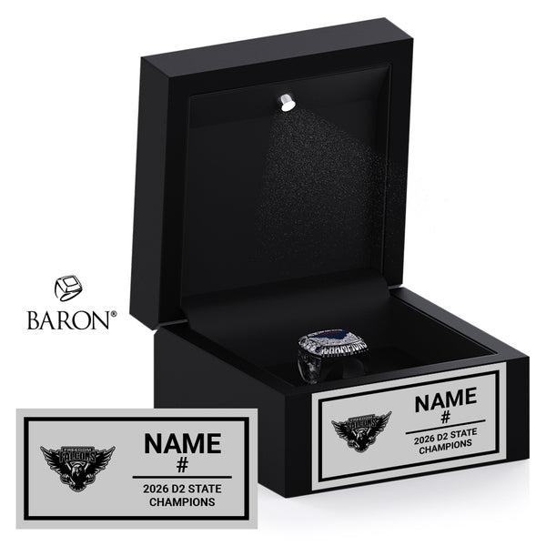 Freedom High School Stunt Cheer 2026 Championship Black LED Ring Box