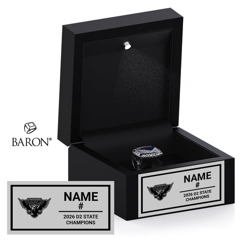 Freedom High School Stunt Cheer 2026 Championship Black LED Ring Box