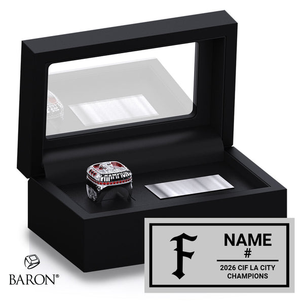 Fremont Senior High School Baseball 2026 Championship Black Standard Window Ring Box