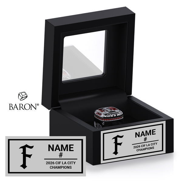 Fremont Senior High School Baseball 2026 Championship Black Window Ring Box