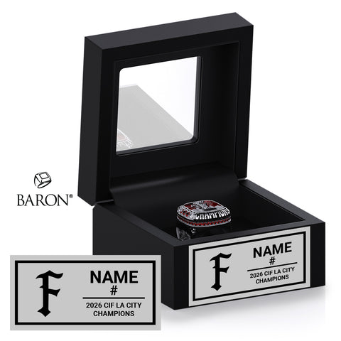 Fremont Senior High School Baseball 2026 Championship Black Window Ring Box