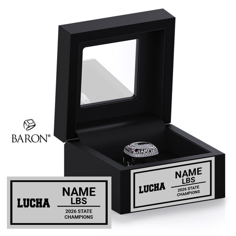 Garden City High School Wrestling 2026 Championship Black Window Ring Box