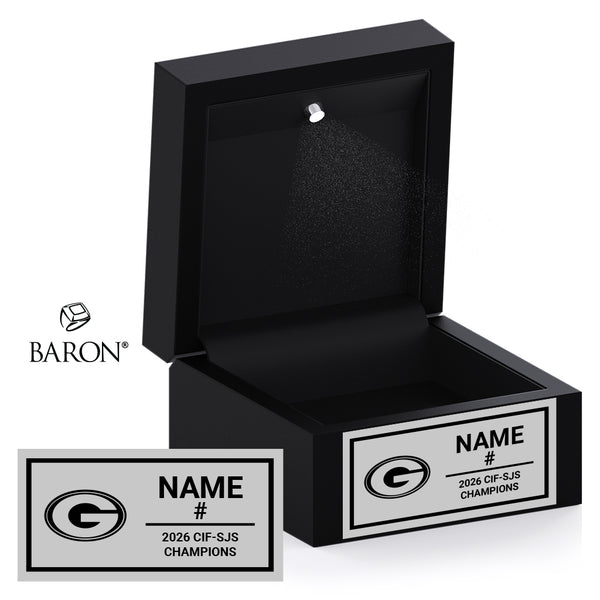 Granite Bay High School Boys Soccer 2026 Championship Black LED Ring Box