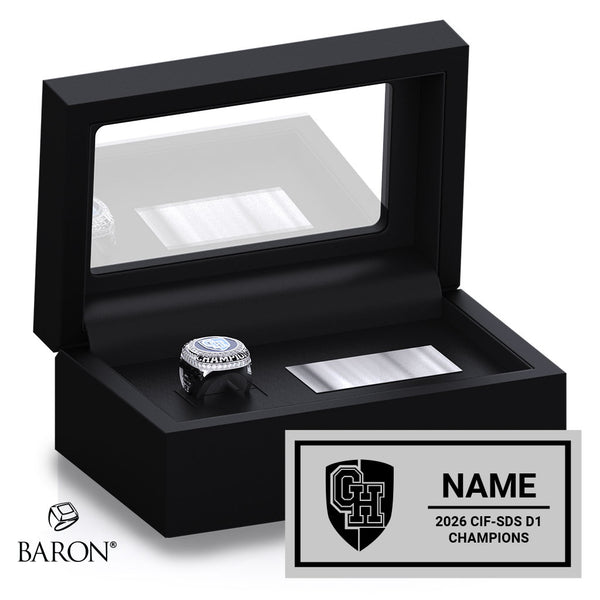 Granite Hills High School Cheer 2026 Championship Black Standard Window Ring Box