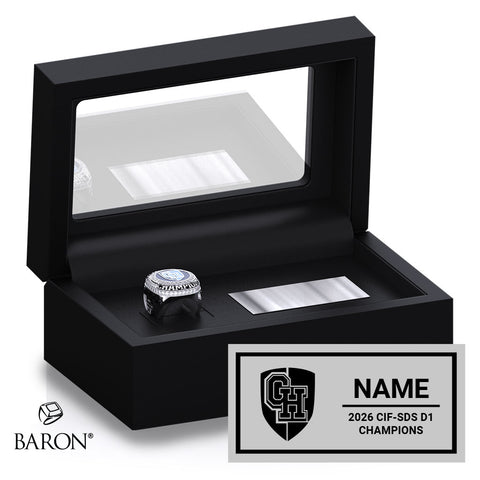 Granite Hills High School Cheer 2026 Championship Black Standard Window Ring Box