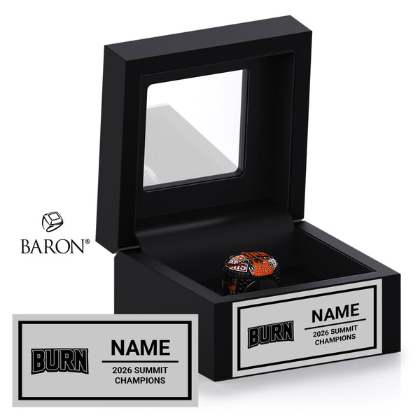 GymTyme Cheer 2026 Burn Championship Black Window Ring Box