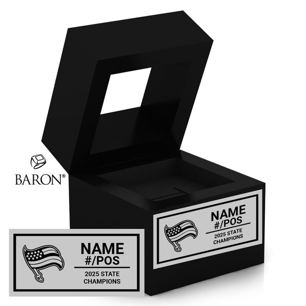 Heritage Academy High School Football 2025 Championship Black Window Ring Box