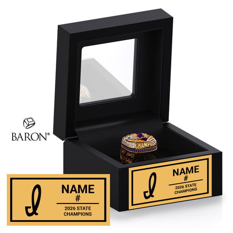 Indianola High School Baseball 2026 Championship Black Window Ring Box