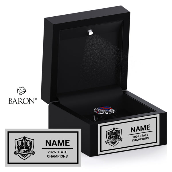 Junior State Championship Cheer 2026 Championship Black LED Ring Box