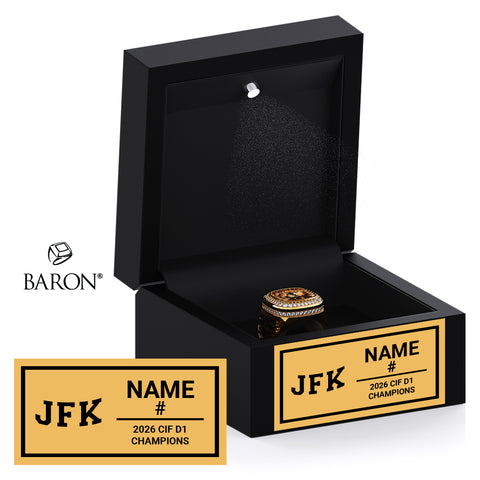 John F. Kennedy High School Basketball 2026 Championship Black LED Ring Box