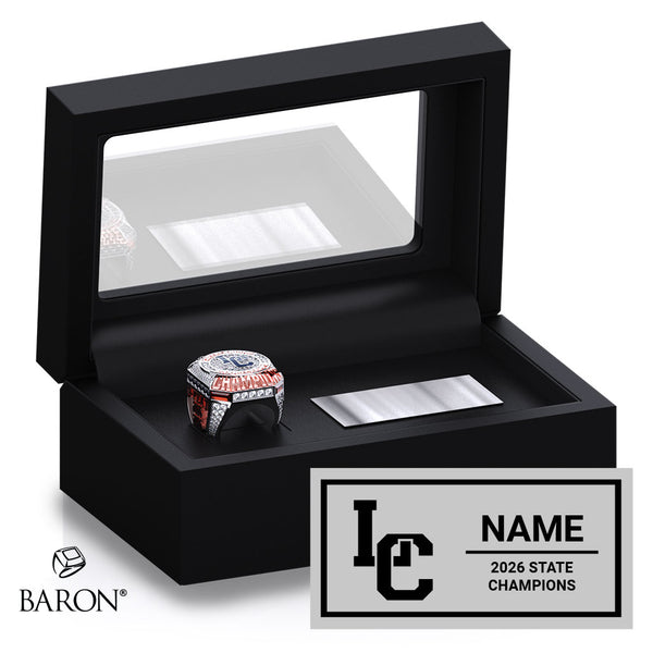 LA Cueva High School Cheer 2026 Championship Black Standard Window Ring Box
