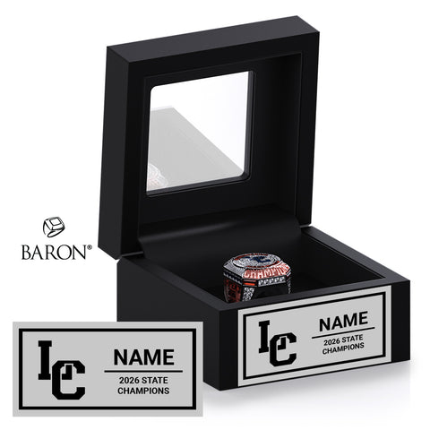 LA Cueva High School Cheer 2026 Championship Black Window Ring Box