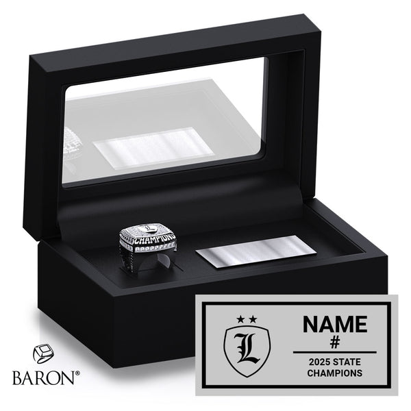 Leland Public School Soccer 2025 Championship Black Standard Window Ring Box