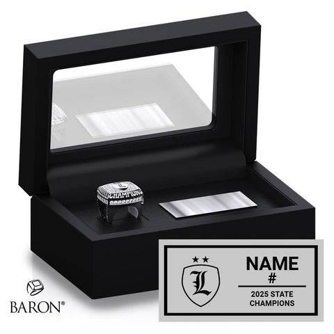 Leland Public School Soccer 2025 Championship Black Standard Window Ring Box