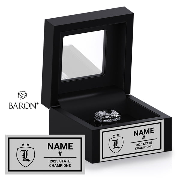 Leland Public School Soccer 2025 Championship Black Window Ring Box