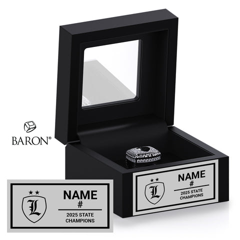 Leland Public School Soccer 2025 Championship Black Window Ring Box