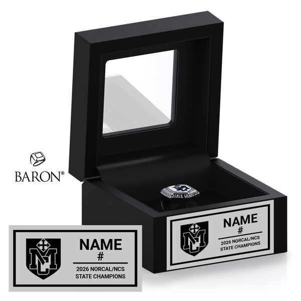 Marin Catholic High School Girls Soccer 2026 Championship Black Window Ring Box