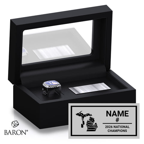 Michigan Warriors Hockey 2026 Championship Black Standard Window Ring Box