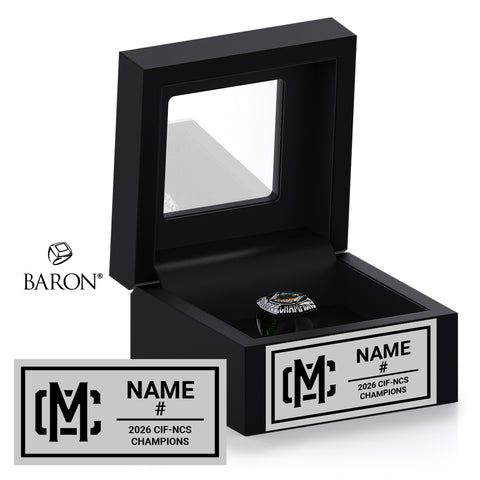 Moreau Catholic High School Softball 2026 Championship Black Window Ring Box