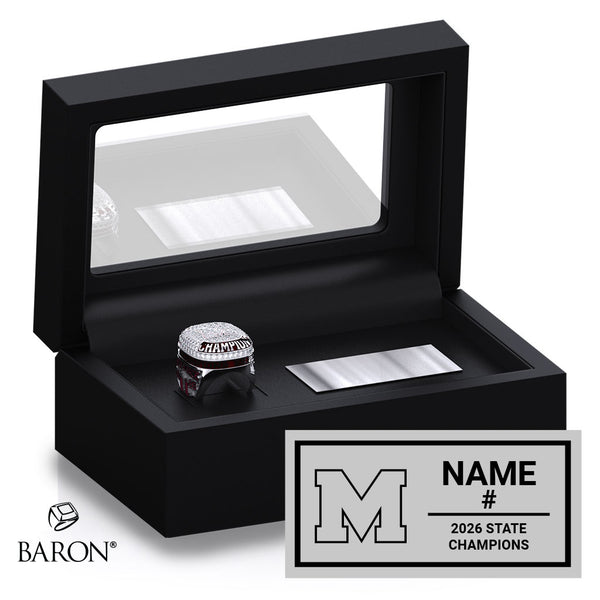Morgan High School Boys Volleyball 2026 Championship Black Standard Window Ring Box