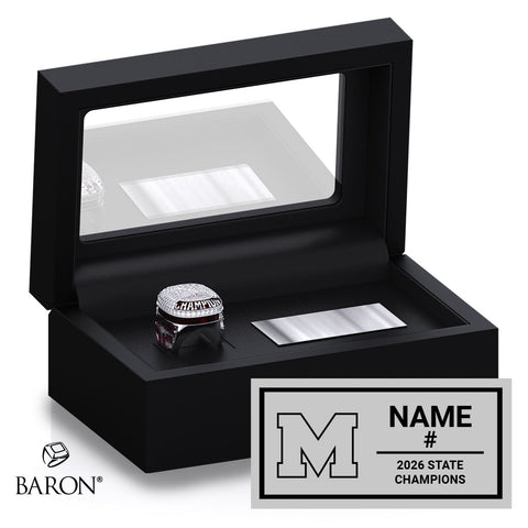 Morgan High School Boys Volleyball 2026 Championship Black Standard Window Ring Box