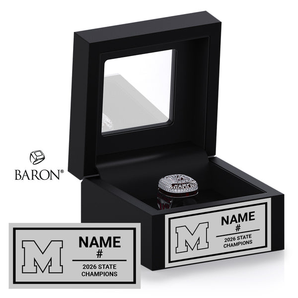 Morgan High School Boys Volleyball 2026 Championship Black Window Ring Box