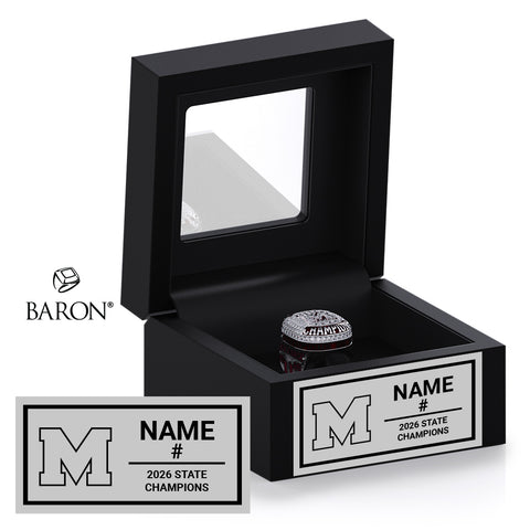 Morgan High School Boys Volleyball 2026 Championship Black Window Ring Box
