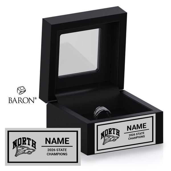 North Paulding Middle School Cheer 2026 Championship Black Window Ring Box