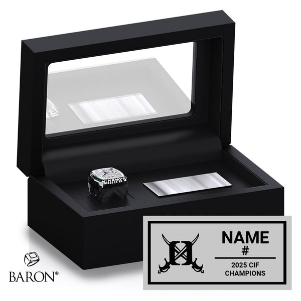 Oceanside High School Boys Water Polo 2025 Championship Black Standard Window Ring Box