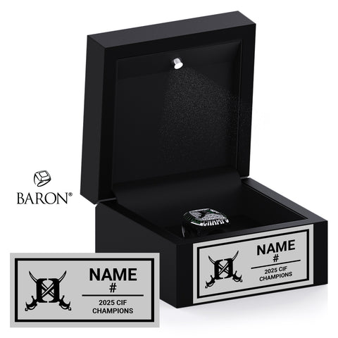 Oceanside High School Boys Water Polo 2025 Championship Black LED Ring Box